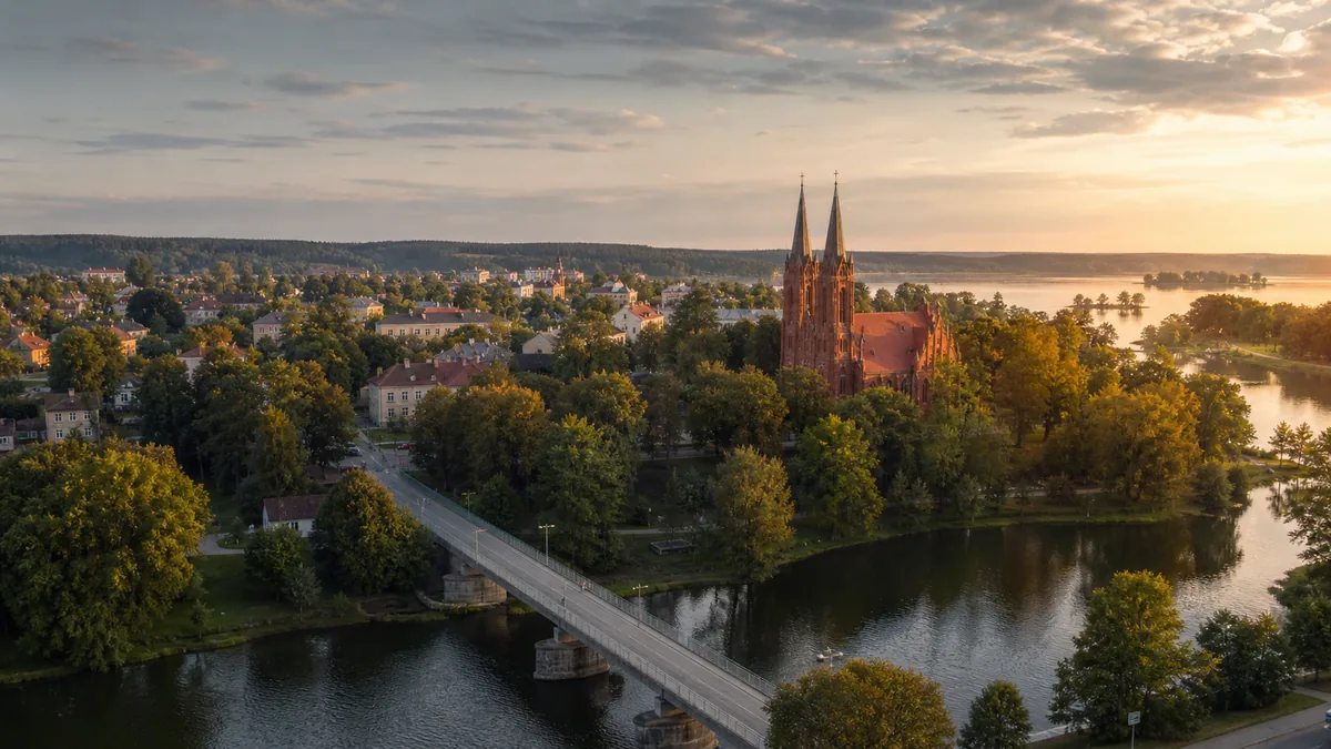 Anykščiai with St Matthew’s Church above the trees