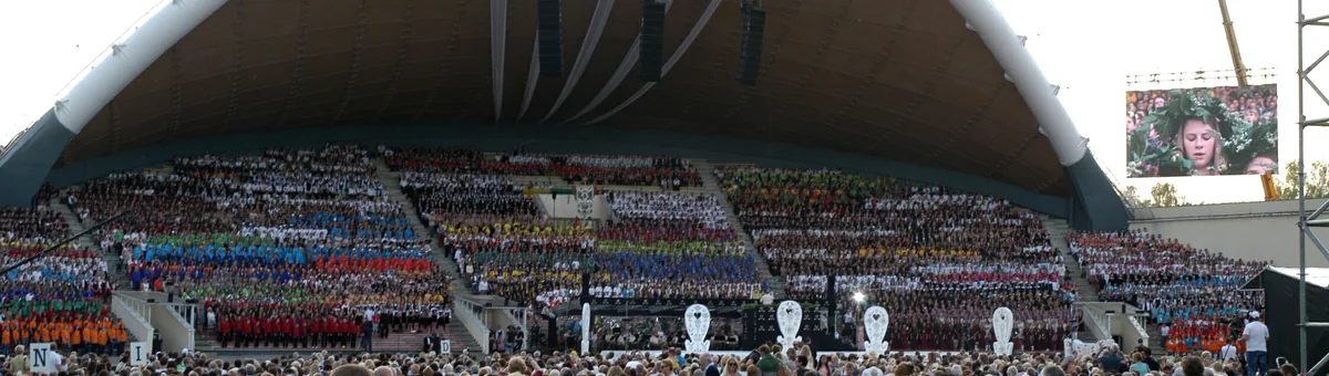 Thousands of choristers performing at the Lithuanian Song Festival