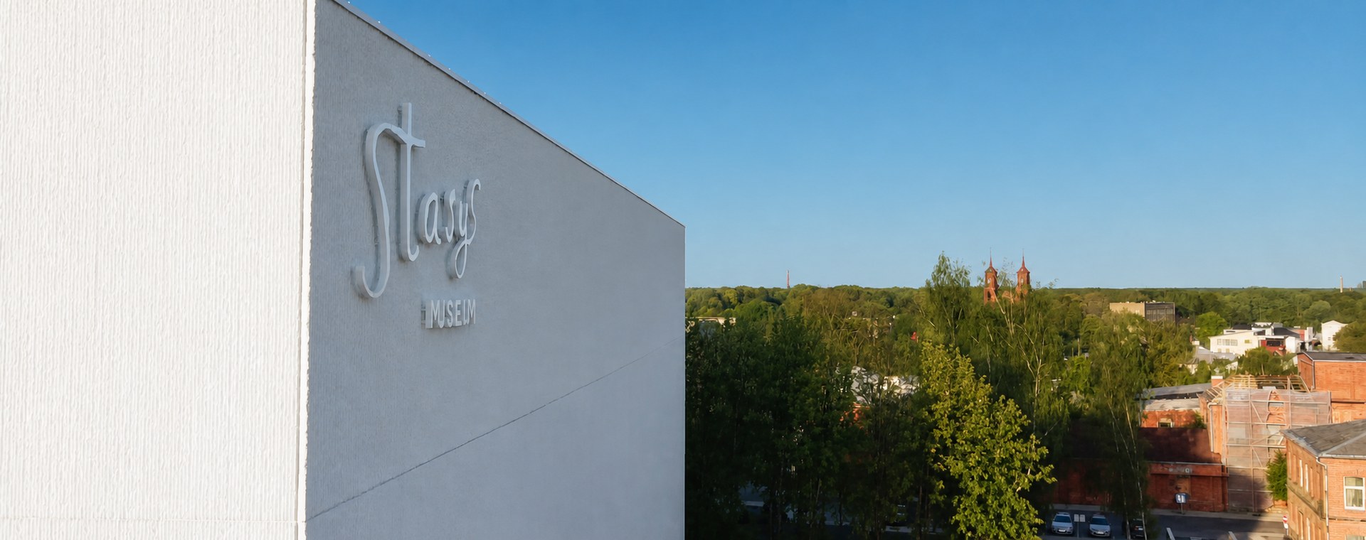 Stasys Museum and the Panevėžys skyline in clear summer weather