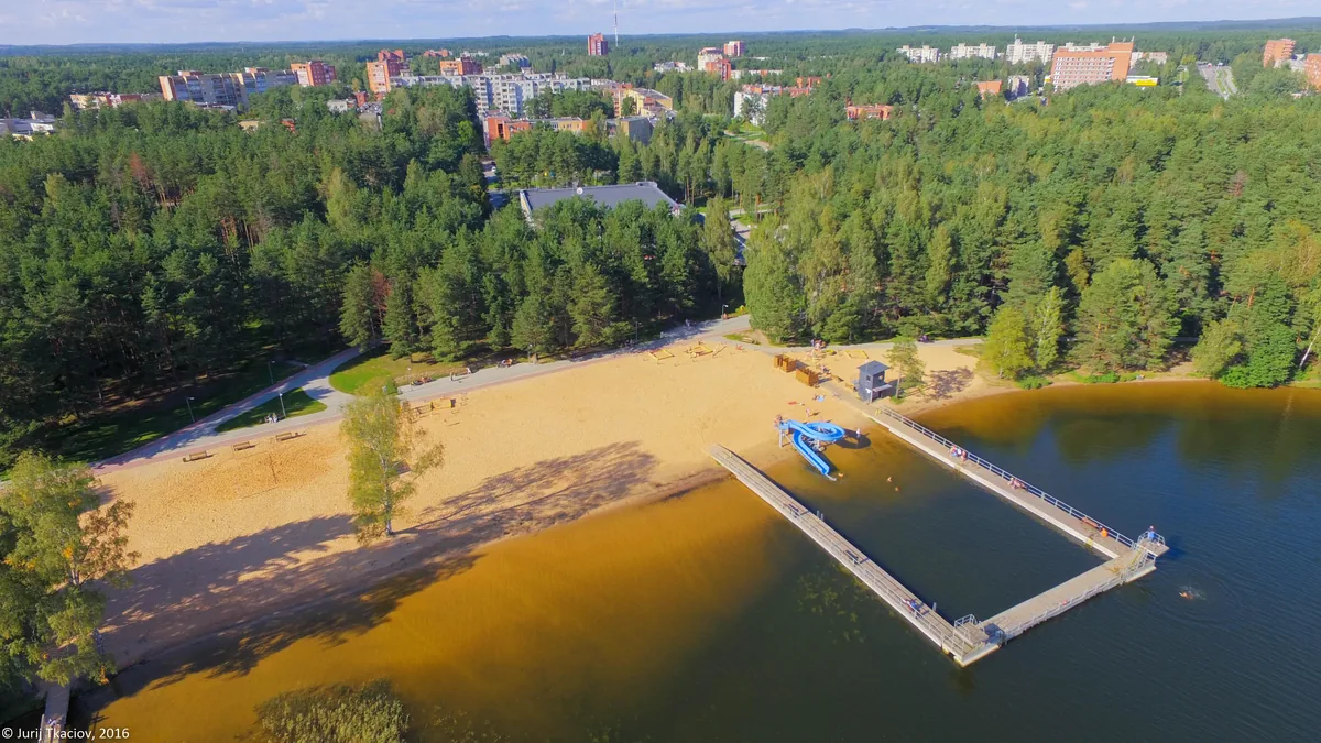 Visaginas apartment blocks and surrounding lakes
